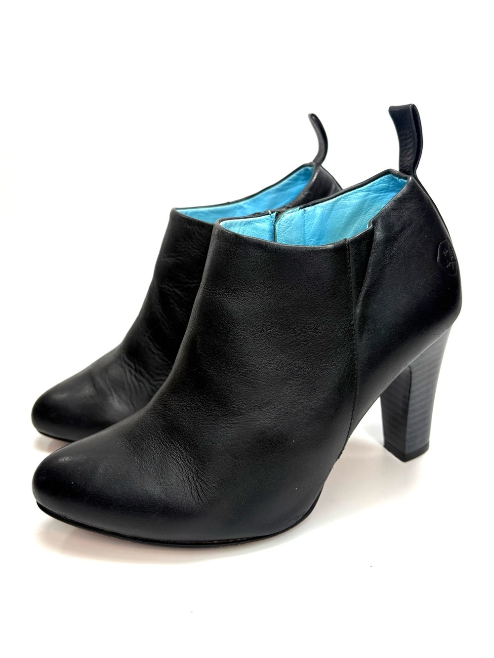 Poppy Barley Black Leather High-Heel Ankle Booties | 8